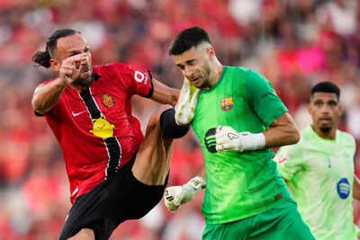 Watch: Brutal foul on Barcelona goalkeeper! Boot to face ends in red card | Football News