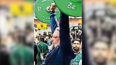 Watch: AIMIM chief Asaduddin Owais works out after inaugurating gym in Hyderabad | Hyderabad News