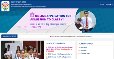 Navodaya Vidyalaya Samiti extends JNVST Class 6 admission 2025 registration: Check direct link to apply here