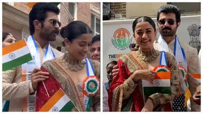 Rashmika Mandanna and Vijay Deverakonda fuel dating buzz; rumoured couple hold hands at India Day Parade in New York — WATCH |