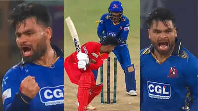 Stunner! Rinku Singh roars in celebration after taking first-ball wicket in UP T20 – Watch | Cricket News