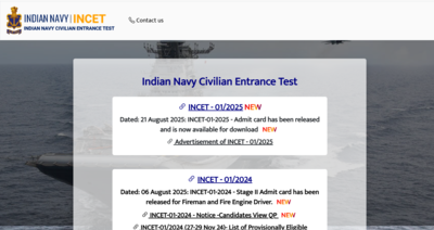 Indian Navy INCET admit card 2025 released: Direct link to download hall tickets here