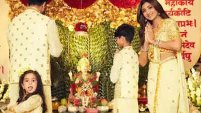 Ganesh Chaturthi: When Shilpa Shetty’s daughter Samisha’s goofy face won hearts at Ganpati Puja | Hindi Movie News