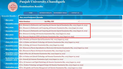 PU result 2025: Panjab University declares results for B.Sc., M.Sc., B.E. for May, July and Dec sessions; check direct link here