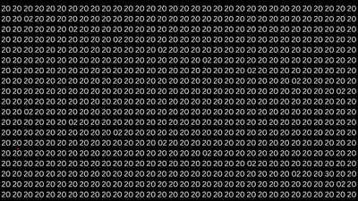 Optical Illusion: Can you spot the hidden number among the sea of 20s and 02s? |
