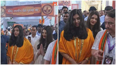 Aishwarya Rai Bachchan and daughter Aaradhya Bachchan seek Bappa’s blessings together at GSB Ganpati pandal in Mumbai | Hindi Movie News