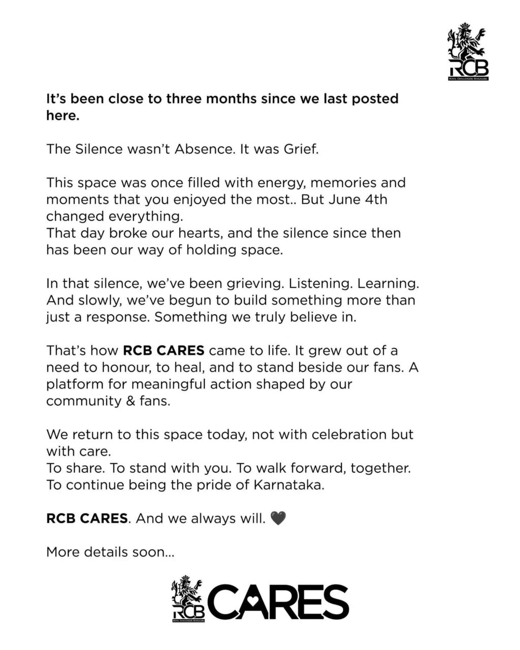 RCB break 3-month social media silence: Here’s what the IPL champions wrote on stampede in title celebrations | Cricket News