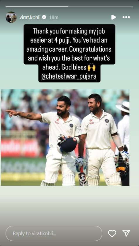 Virat Kohli’s emotional note for Cheteshwar Pujara: ‘Thank you for making my job easier at 4’ | Cricket News