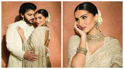 Ganeshotsav 2025: Tara Sutaria stuns in champagne-gold tissue Kanjeevaram saree worth Rs 4.39 lakh, poses with Veer Pahariya |