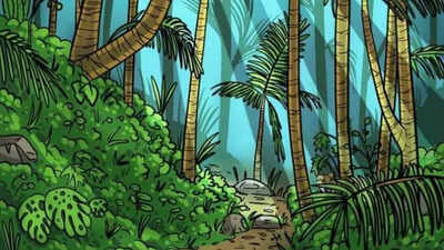 A tiger is hidden in the forest in plain sight: Only those with the best observation skills can find it!