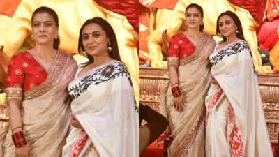 Double the glam, double the grace: Kajol and Rani Mukerji’s Durga Puja 2025 sarees steal the show