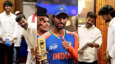 Asia Cup: Tilak Varma honoured by Telangana CM Revanth Reddy, presents bat to Chief Minister | Cricket News