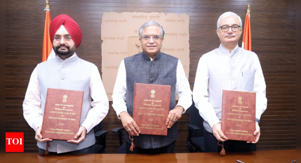 C P Radhakrishnan declared 15th vice-president after defeating opposition’s Reddy by 152 votes, EC certifies victory | India News