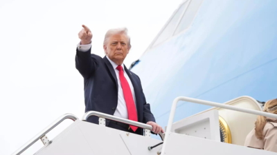 ‘Going to be a very big thing’: Trump lands in UK; Air Force One touches down at Stansted airport