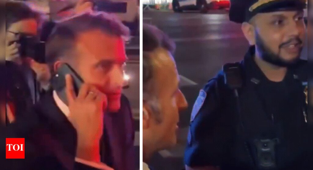 ‘I am waiting on street’: French president Macron calls Trump after NYC police stop him – watch video