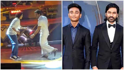 Dhanush and son Linga groove to ‘Enjami Thandhaane’ from ‘Idli Kadai’ at audio launch event: Watch |