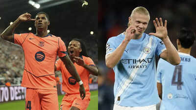 Champions League: Rashford double lifts Barcelona; Haaland hits 50 in Man City win | Football News