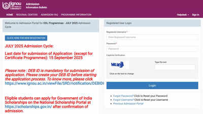 IGNOU extends July 2025 admission deadline till 15th September for ODL and Online programmes; apply here
