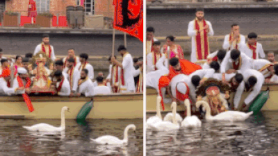 Ganesh Puja goes global: Indians perform Visarjan in UK river in a viral video – watch | World News