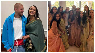 Justin Bieber surprises fans; attends Indian Wedding in Los Angeles, poses with bride and bridesmaids |