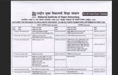 NIOS Class 10th, 12th date sheet released at nios.ac.in: Check important dates here