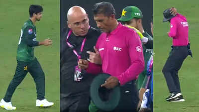 Chaos on the field! Umpire hit on ear by Pakistan fielder’s throw, play halted in Dubai | Cricket News