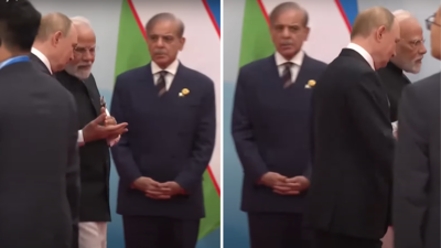 Watch: PM Modi, Putin walk past Pakistan PM at SCO Summit; Shehbaz Sharif left looking on | India News