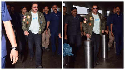 Salman Khan off to Ladakh; surrounded by bodyguards at Mumbai airport as he heads for ‘Battle of Galwan’ shoot |