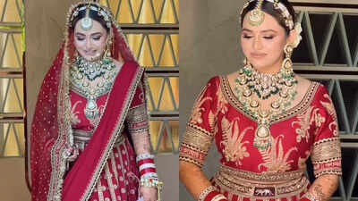 Cricketer Abhishek Sharma’s sister Komal Sharma proved to be the ultimate Sabyasachi bride