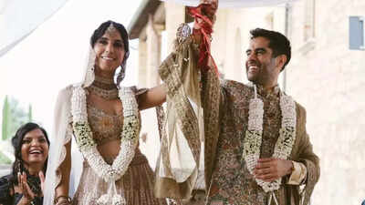 Stylish wedding pictures of British-Indian actors Anjli Mohindra and Sacha Dhawan |