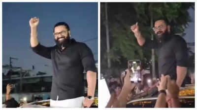 Fans welcome Kantara Chapter 1 star Rishab Shetty at Gaiety Galaxy with flowers – WATCH |