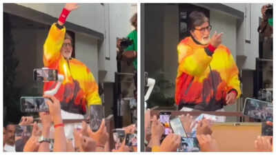 Amitabh Bachchan greets fans outside Jalsa and distributes goodies on his 83rd birthday – WATCH |