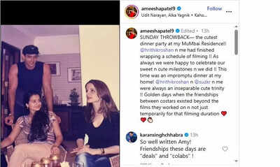‘Inseparable cute trinity’: Ameesha Patel shares rare throwback photo with Hrithik Roshan and Sussanne Khan | Hindi Movie News