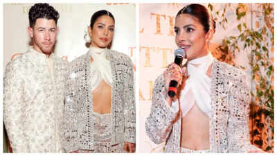 Priyanka Chopra and Nick Jonas stun in Indo-western outfits as they attend Diwali bash in New York |