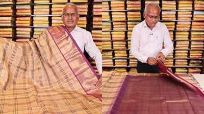 An Indian saree brand just put Burberry checks on a Kancheepuram saree