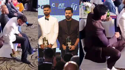 Shreyas Iyer puts down trophy on the floor; Rohit Sharma’s priceless act goes viral – watch | Off the field News