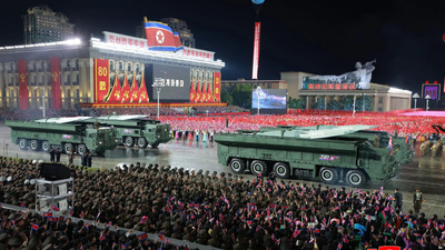 North Korea displays long-range missile at parade
