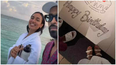Hardik Pandya shares glimpses of his romantic birthday celebration with girlfriend Mahieka Sharma at a beachside getaway | Hindi Movie News