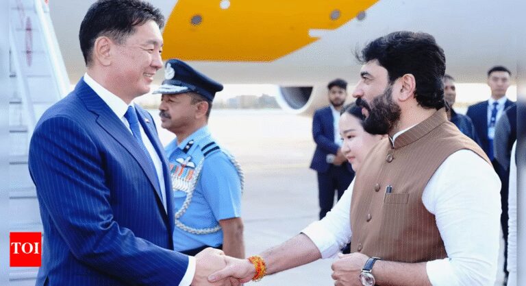 Mongolian President arrives in Delhi, accorded guard of honour | India News