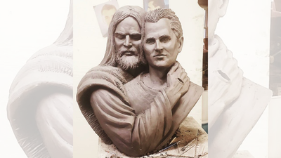 Charlie Kirk sculpture showing Jesus embracing him trolled by social media: ‘Looks like a caveman’