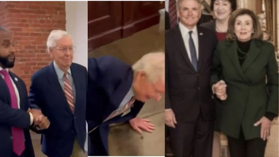 After Mitch McConnell trips and falls, social media trolls Nancy Pelosi over her previous tumble: ‘Both need to retire’