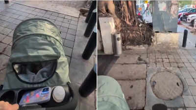 ‘Reality of being pedestrian parent’: Canadian highlights poor footpath conditions in India; video goes viral | India News