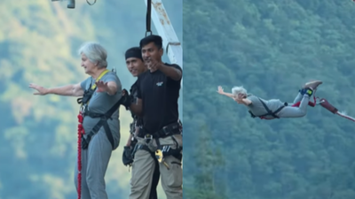‘Dancing like a ballerina in flight’: Woman in her 80s fearlessly performs bungee jump in Rishikesh; Instagram video hits millions | Dehradun News