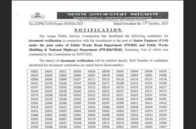 APSC JE result 2025 released at apsc.nic.in: Check direct link to download scorecards here