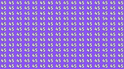 Optical illusion: Spot the inverted 54 and 43 among 45s in just 7 seconds