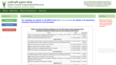 ICAR UG counselling 2025: Registration through CUET begins today at icarcounseling.com; check steps to apply here