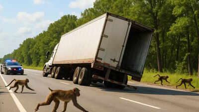 Monkey madness in Mississippi: Lab monkeys escape from truck after highway crash | World News