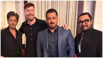 MrBeast poses with Bollywood’s iconic trio, Shah Rukh Khan, Salman Khan, and Aamir Khan; Netizens speculate a collab |