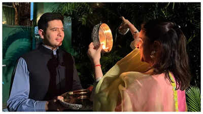 ‘My chaand – my love’: Mommy-to-be Parineeti Chopra shares glimpses of her Karwa Chauth with hubby Raghav Chada |