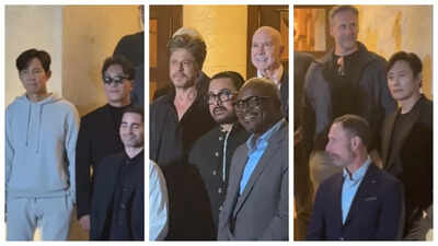 Shah Rukh Khan and Aamir Khan strike a pose with ‘Squid Game’ stars Lee Jung-jae and Lee Byung-hun: WATCH |